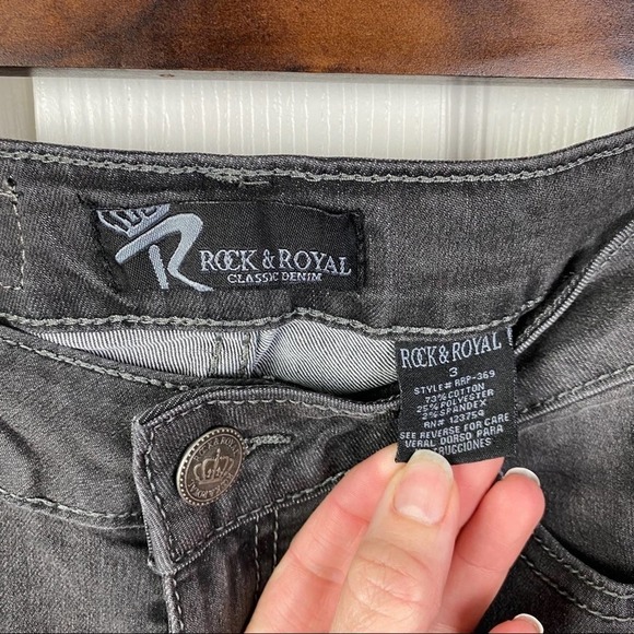 Rock and Royal Distressed Dark Gray Jeans - Picture 4 of 6